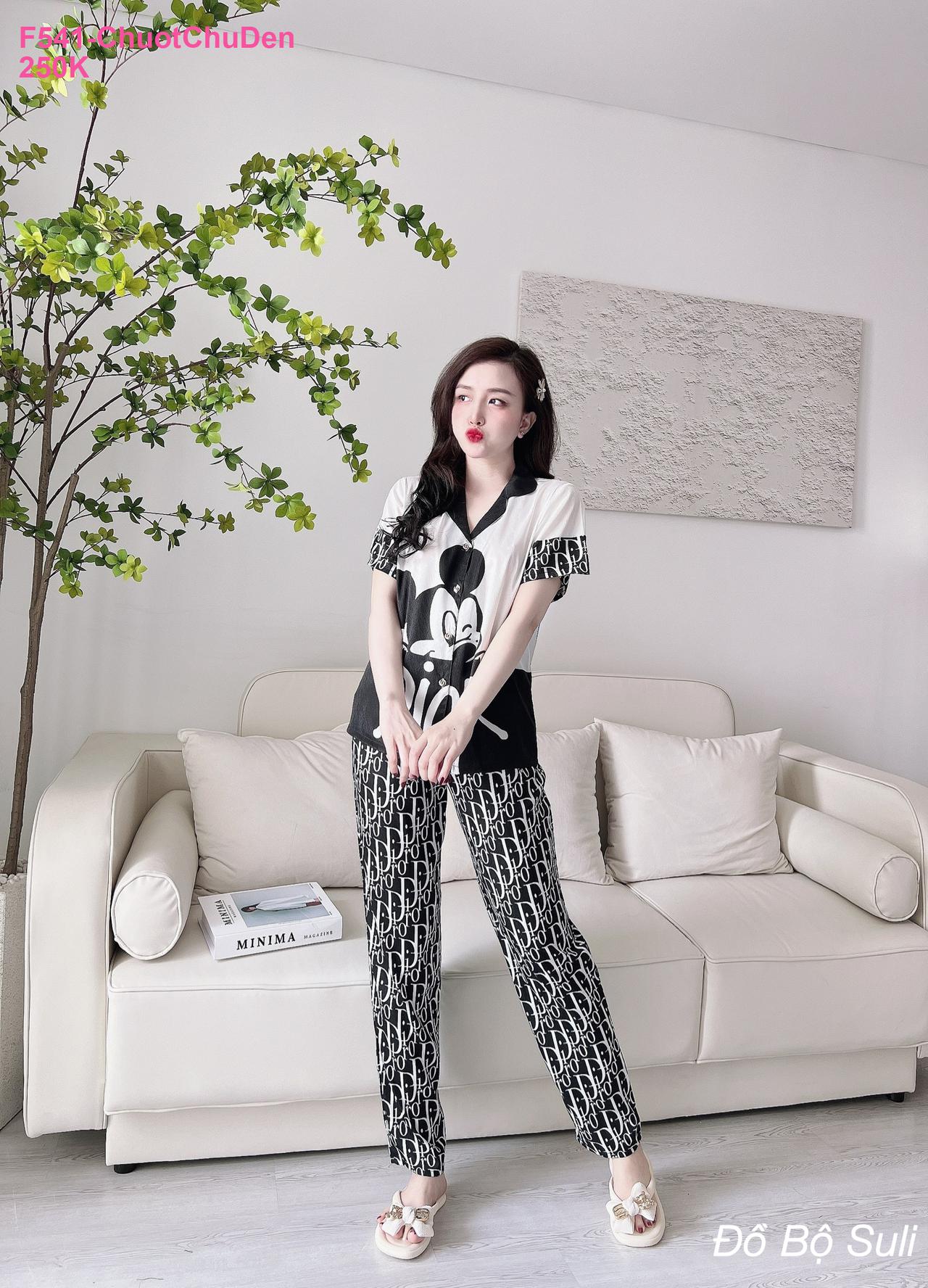 Pijama Nữ Lụa Xước Dài Họa Tiết Sang Trọng - màu 