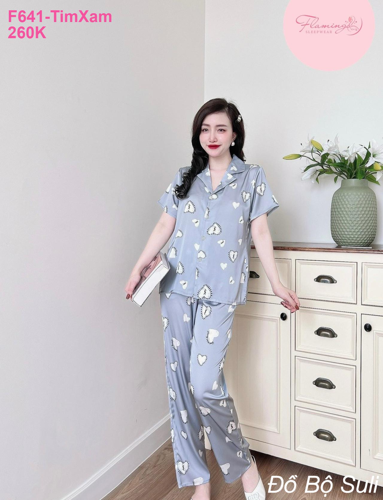 Pijama Lụa Latin Dài Thiết Kế Dễ Thương - màu 