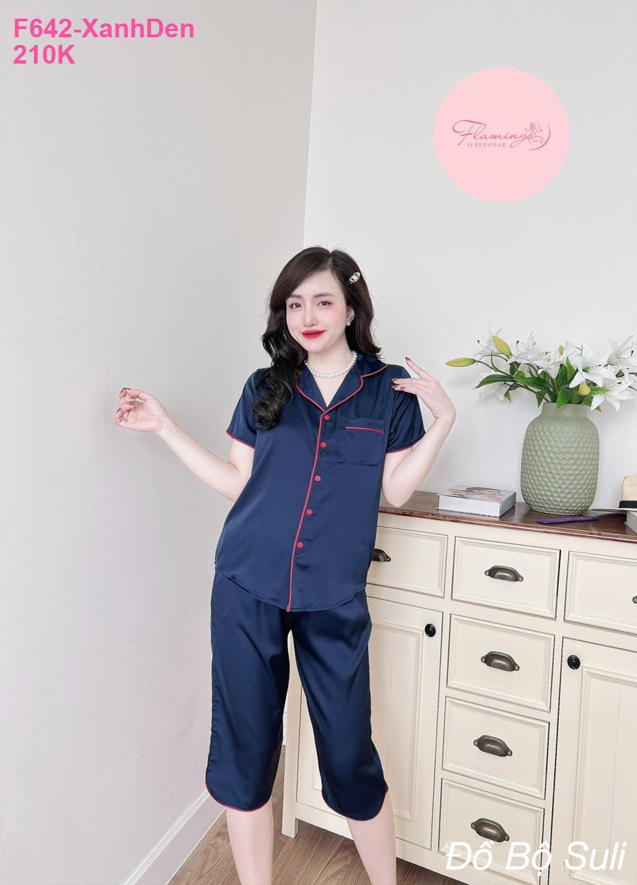 Pijama Lụa Latin Lửng Màu Trơn Phối Viền - màu 