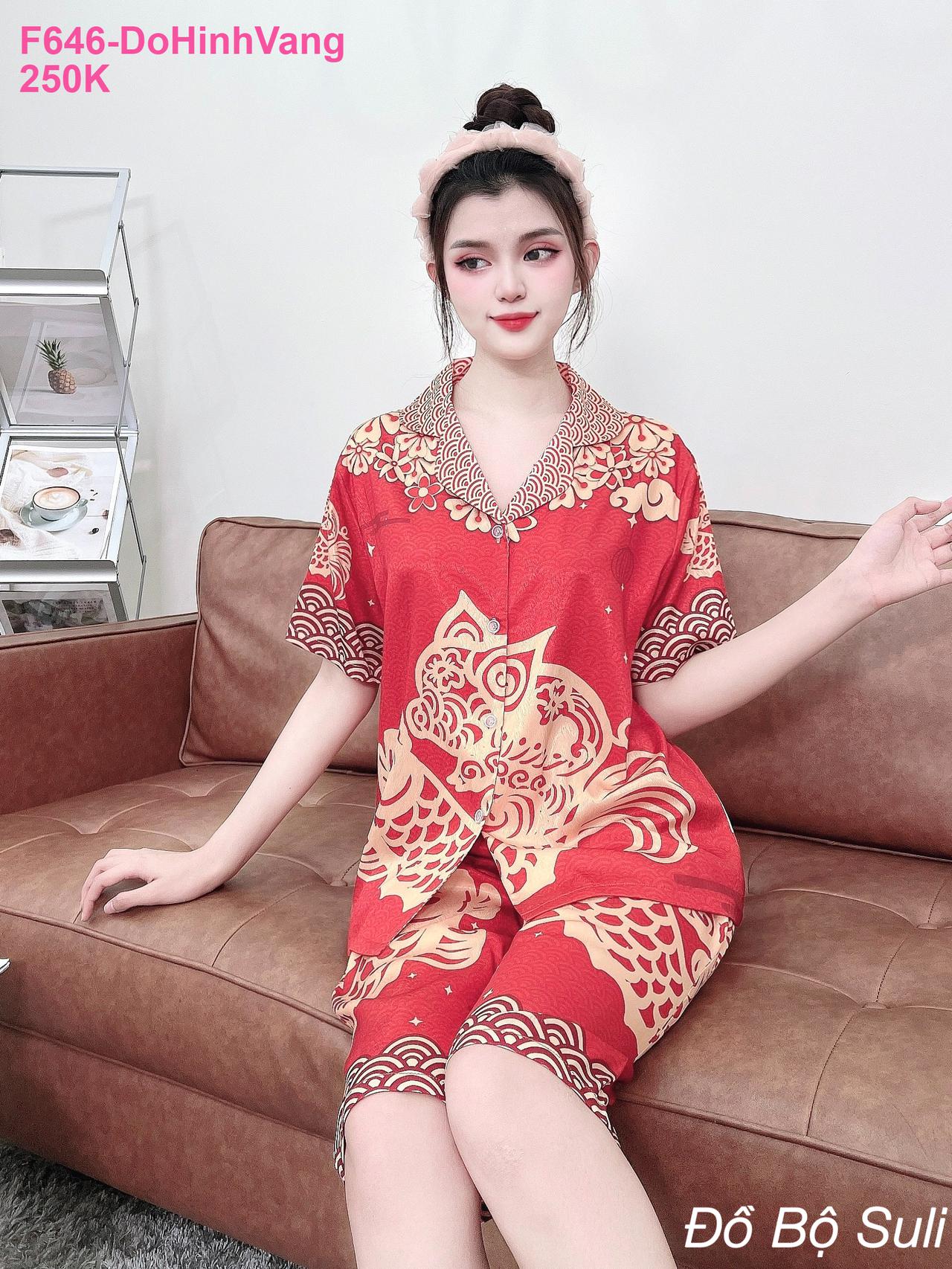 Đồ Bộ Pijama Lụa Xước Lửng Dễ Thương - màu 