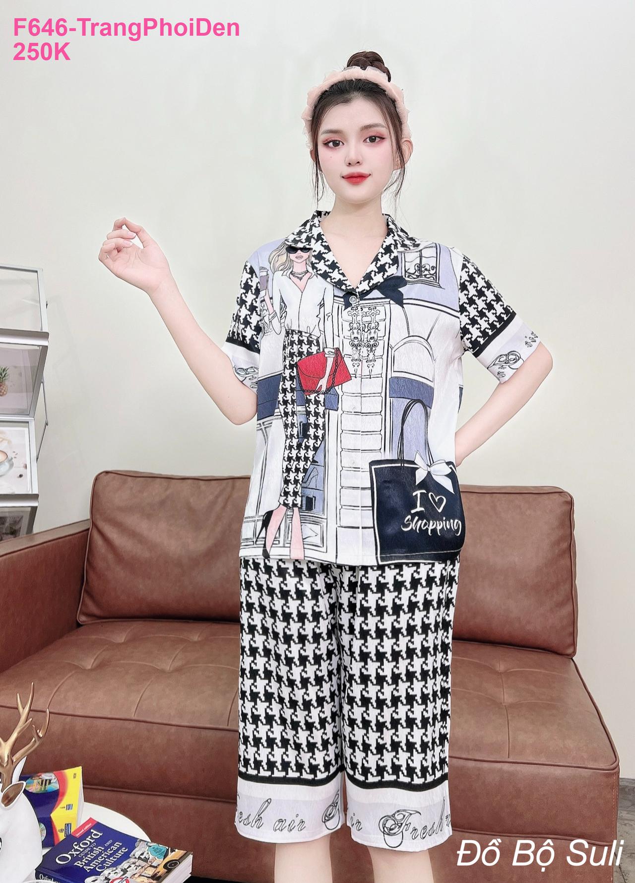 Đồ Bộ Pijama Lụa Xước Lửng Dễ Thương - màu 