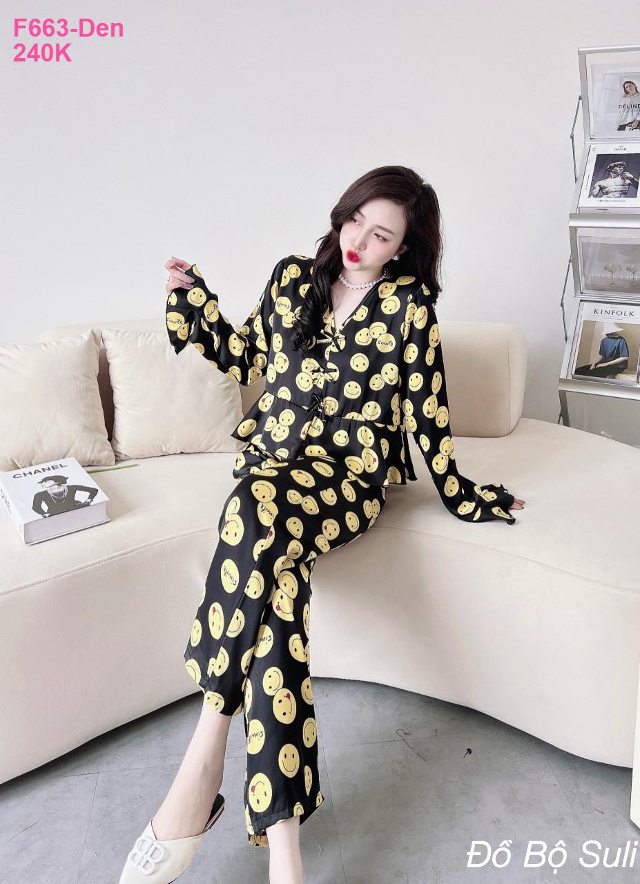 Pijama Lụa Latin Dài Phối Nơ Siêu Nữ Tính - màu 