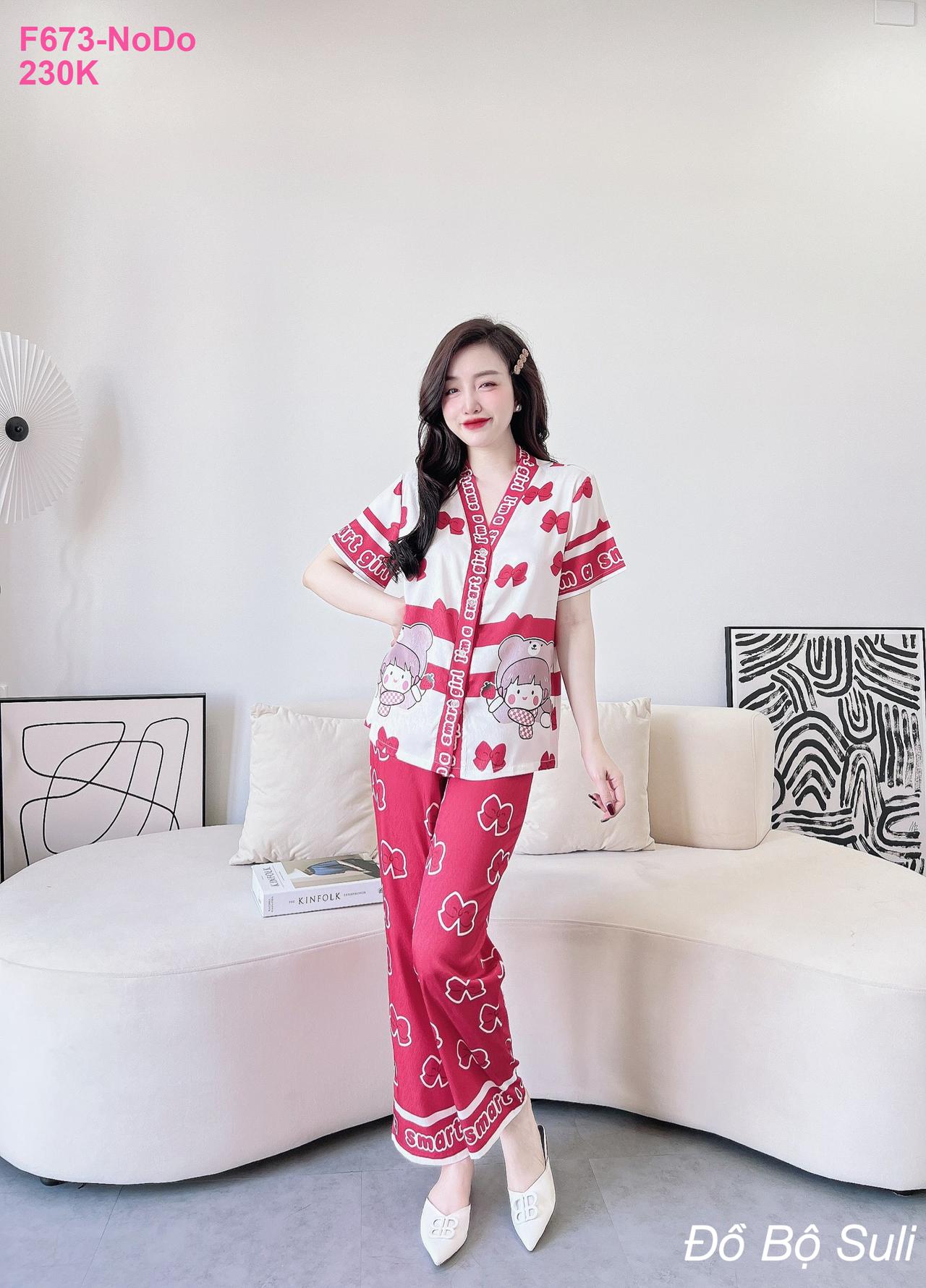 Pijama Lụa Xước Cao Cấp Dài Phối Viền - màu 