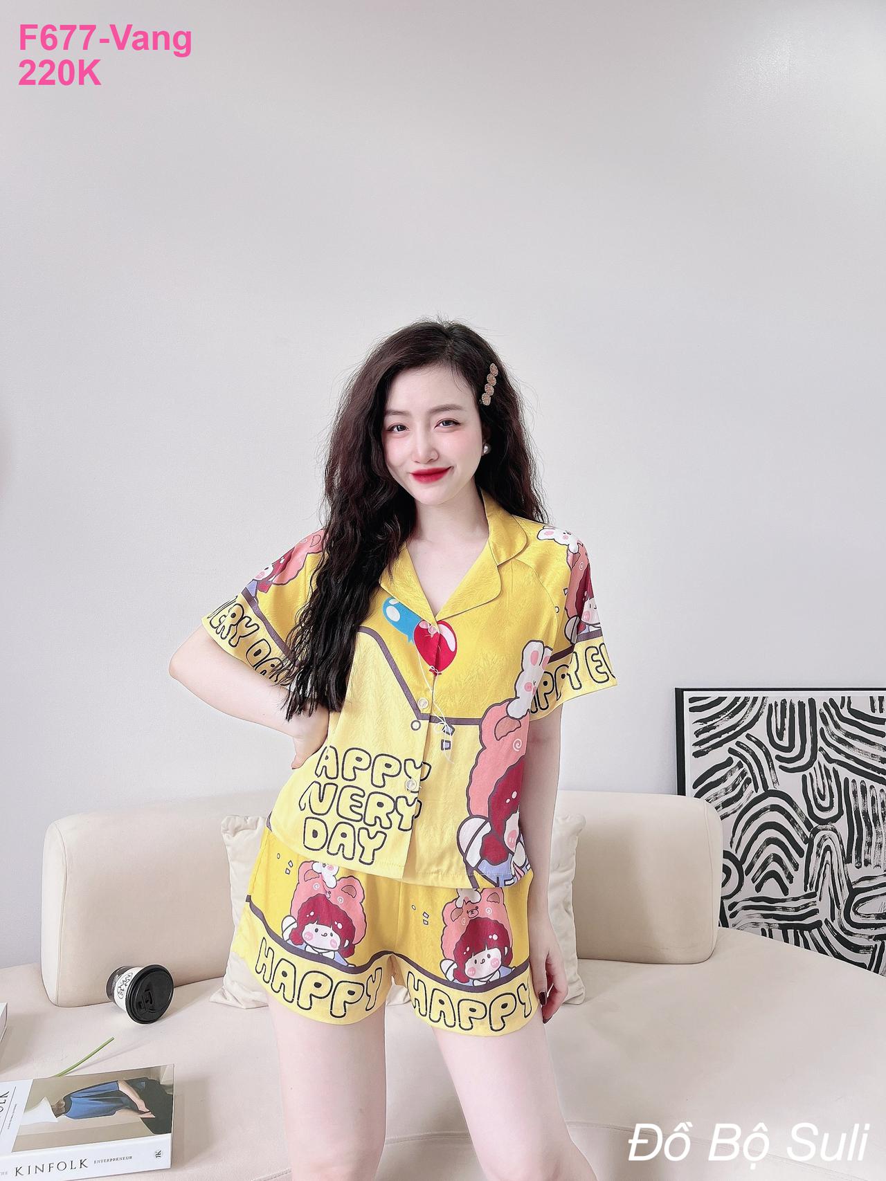 Pijama Nữ Lụa Xước Cao Cấp Đùi Dễ Thương - màu 