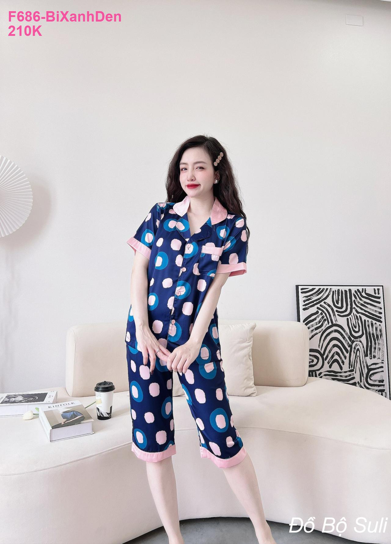 Pijama Lụa Latin Lửng Phối Viền Siêu Xinh - màu 
