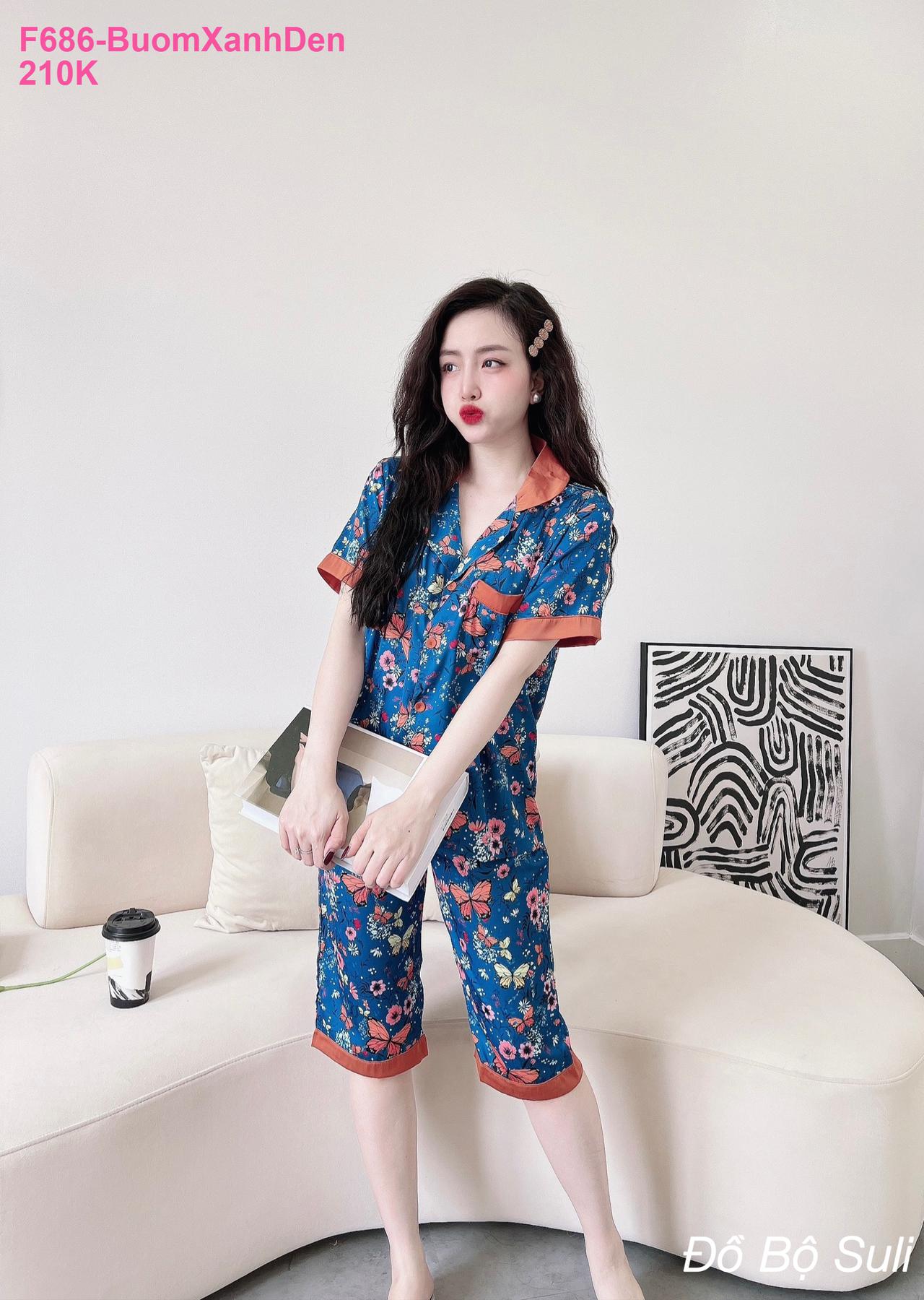 Pijama Lụa Latin Lửng Phối Viền Siêu Xinh - màu 