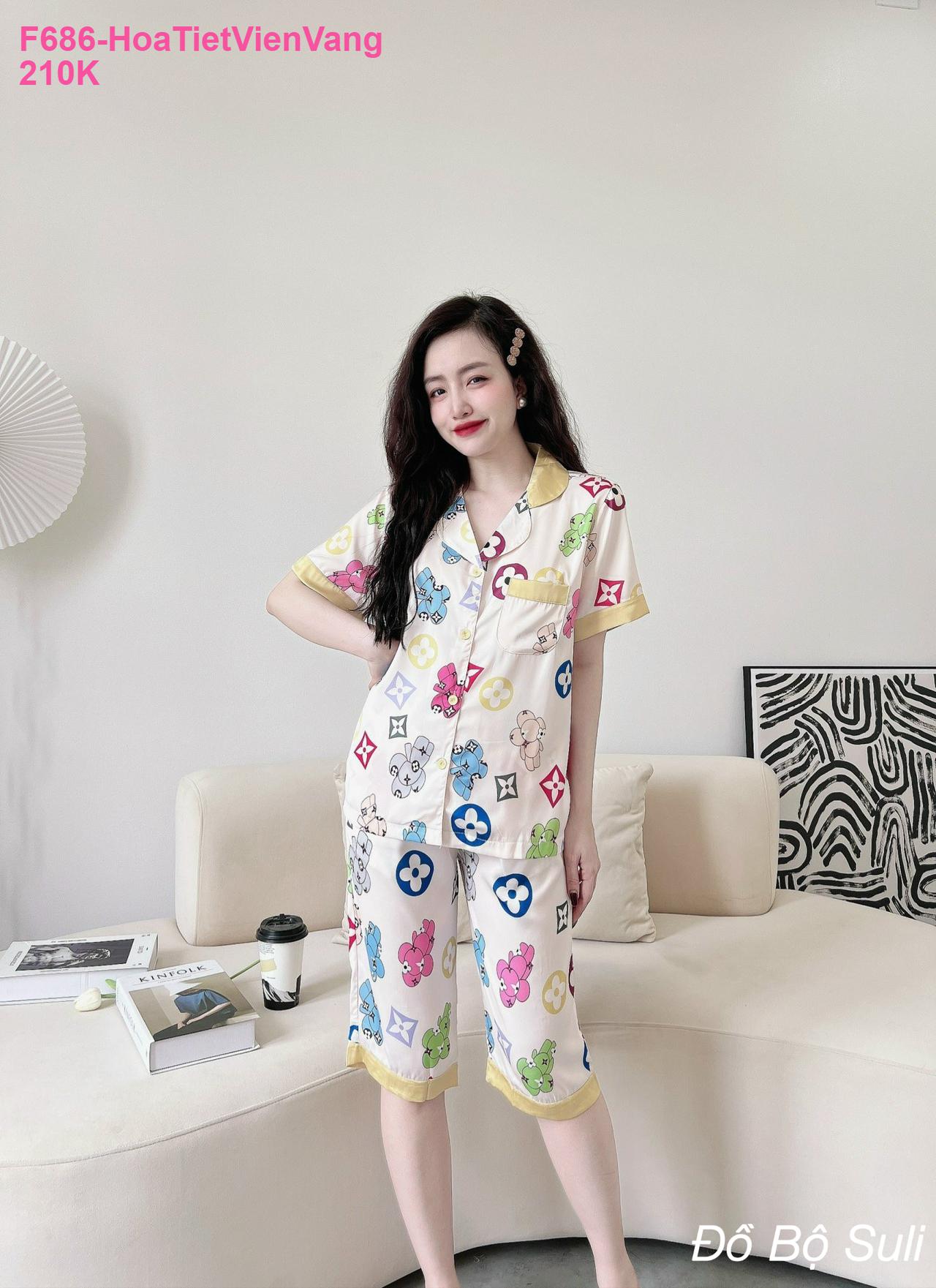 Pijama Lụa Latin Lửng Phối Viền Siêu Xinh - màu 