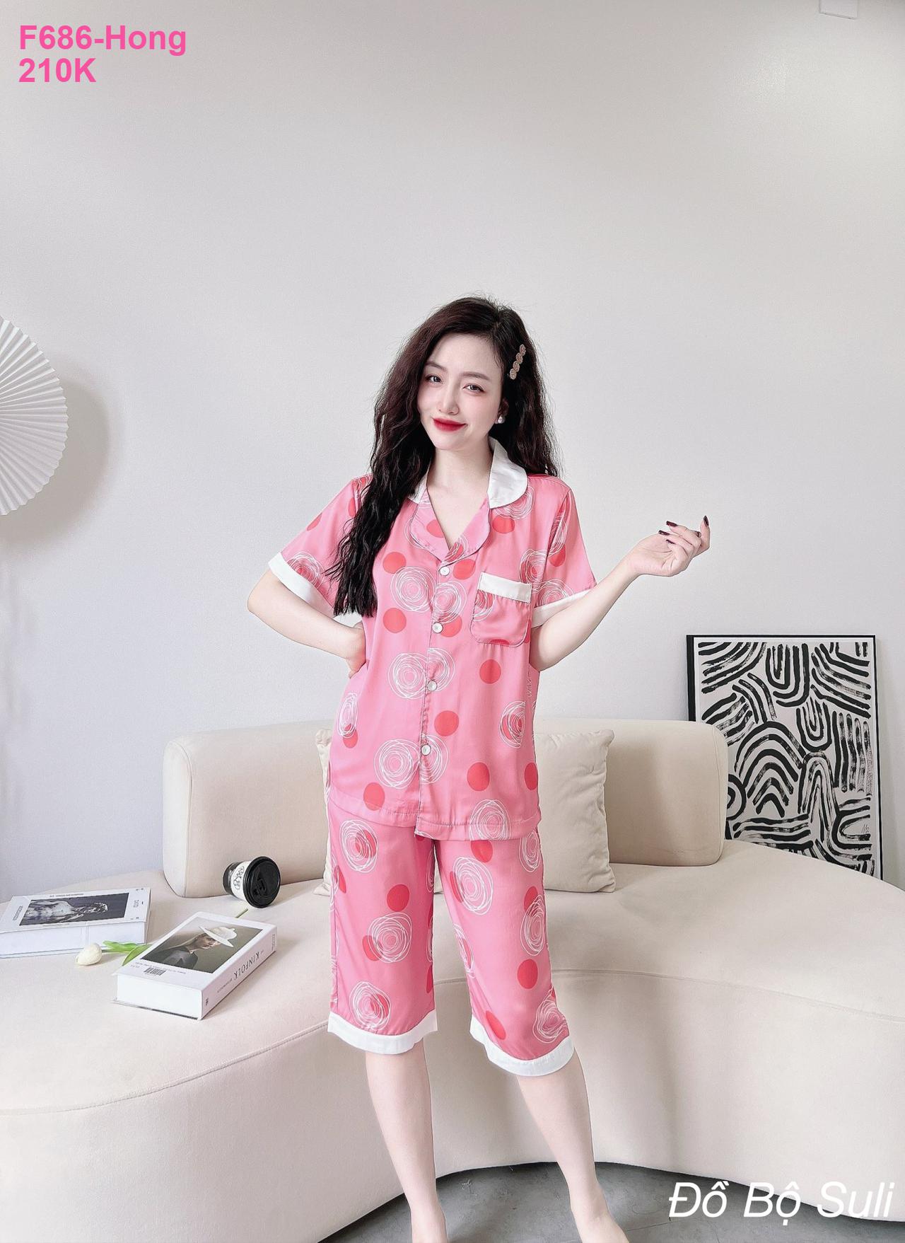 Pijama Lụa Latin Lửng Phối Viền Siêu Xinh - màu 