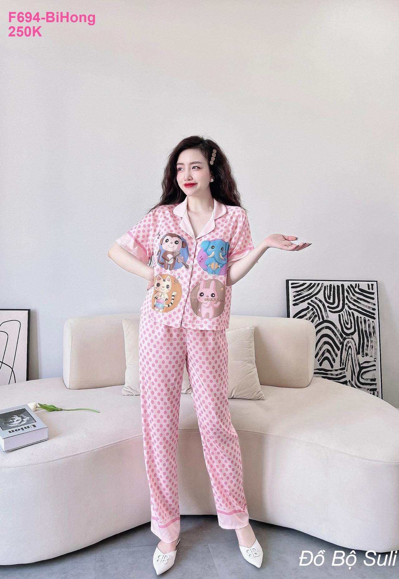 Pijama Lụa Latin Áo Crop Quần Dài Siêu Xinh - màu 