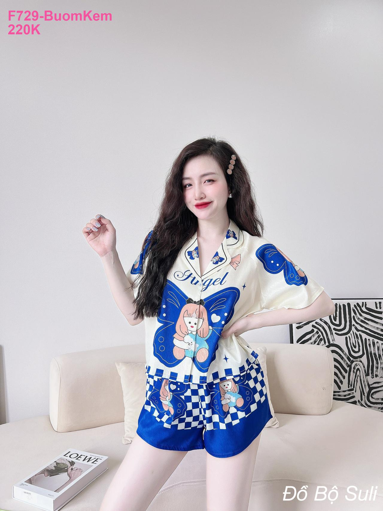 Đồ Ngủ Pijama Lụa Xước Cao Cấp Đùi Dễ Thương - màu 