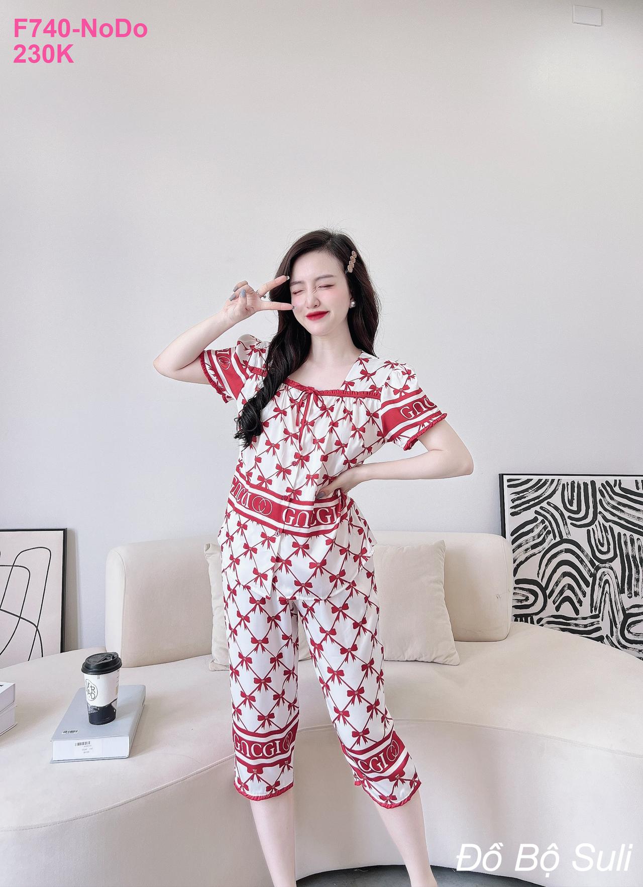 Đồ Ngủ Pijama Lụa Latin Cao Cấp Lửng Thắt Nơ - màu 