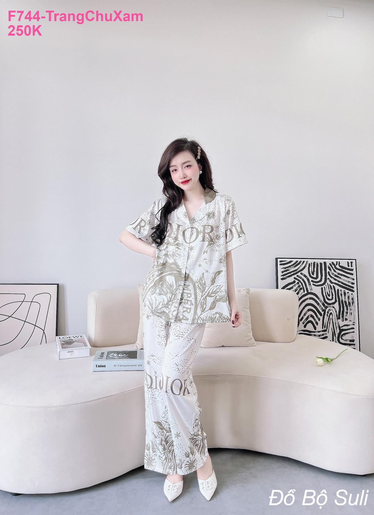 Pijama Lụa Xước Dài Hàng Thiết Kế - màu 