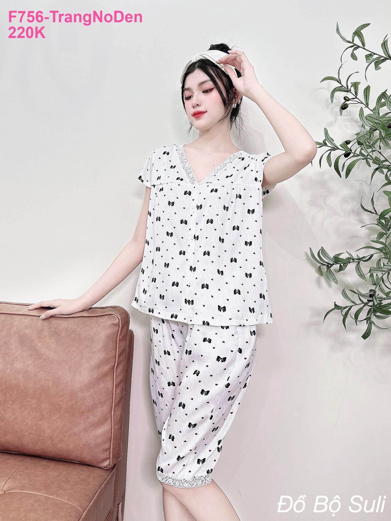 Đồ Bộ Pijama Lụa Xước Cao Cấp Lửng Cổ V - màu 