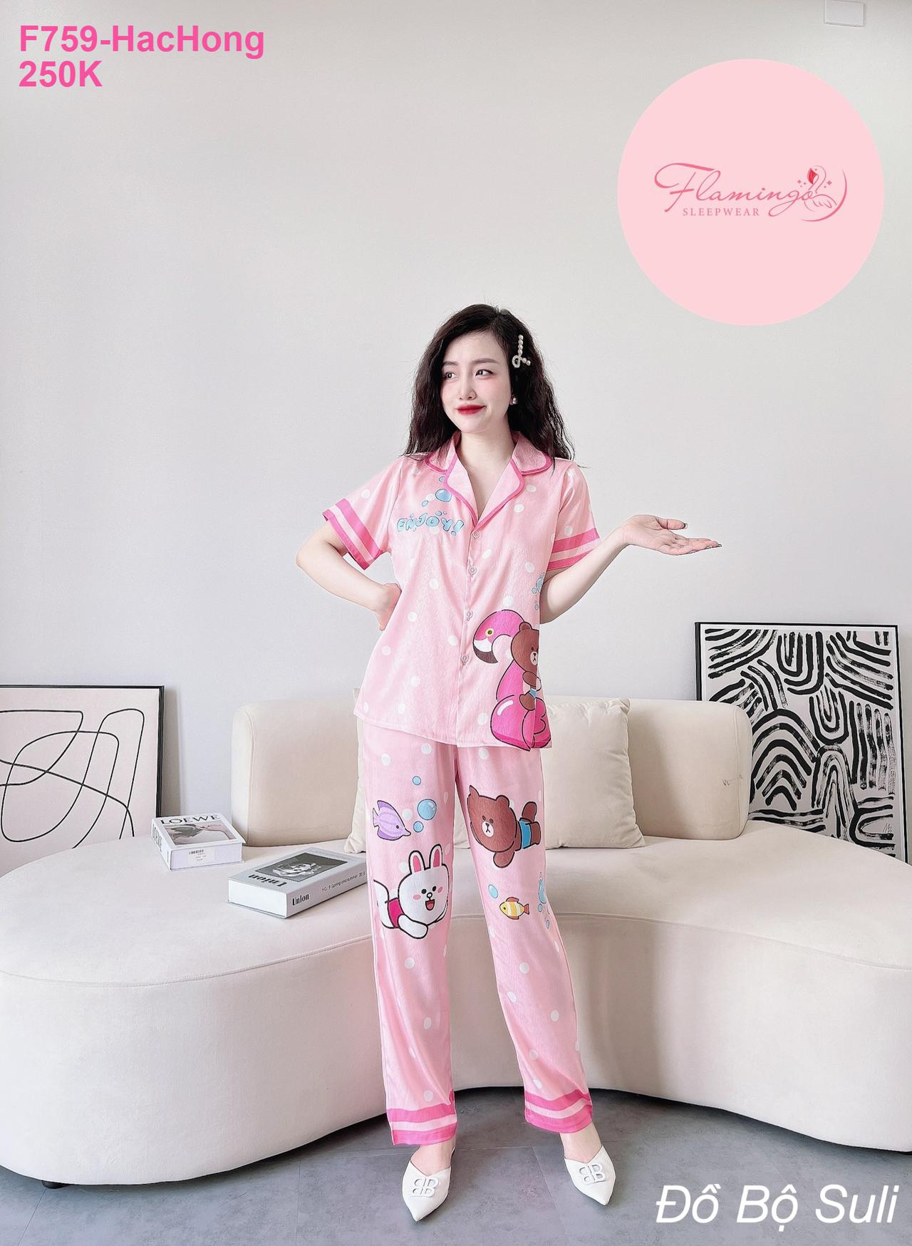 Bộ Pijama Lụa Xước Dài Hàng Thiết Kế - màu 