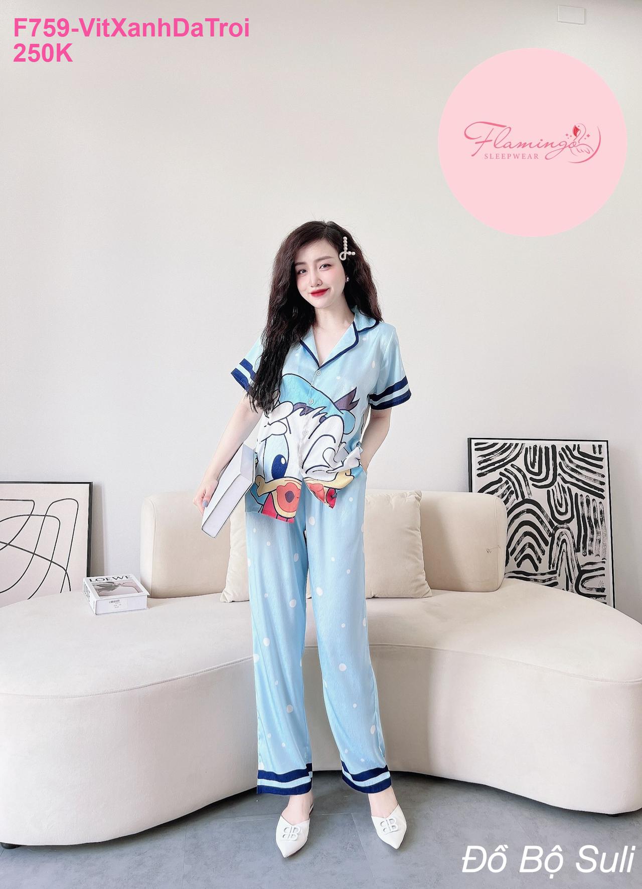 Bộ Pijama Lụa Xước Dài Hàng Thiết Kế - màu 