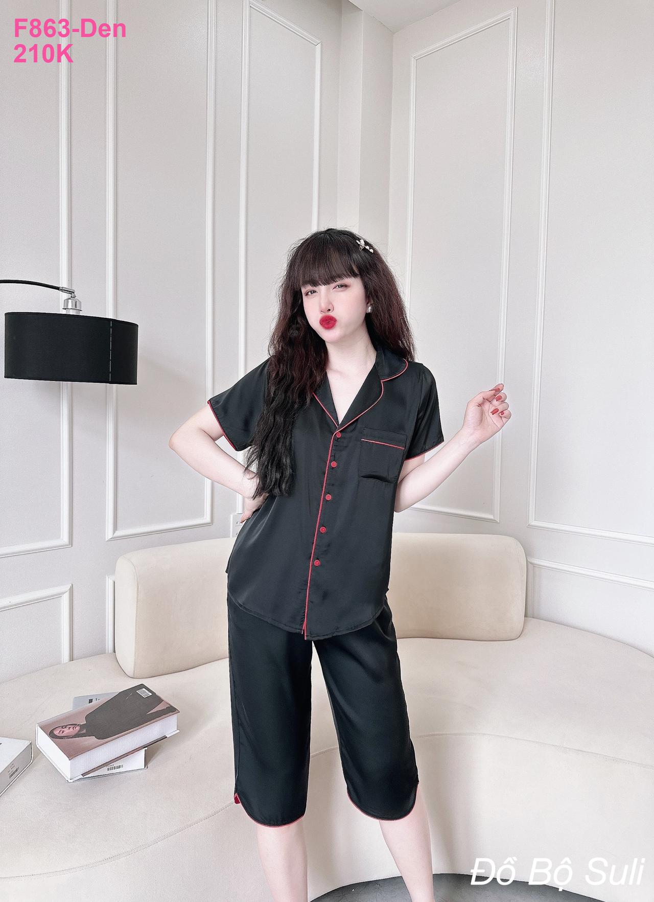 Pijama Nữ Latin Cao Cấp Lửng Trơn Phối Viền - màu 