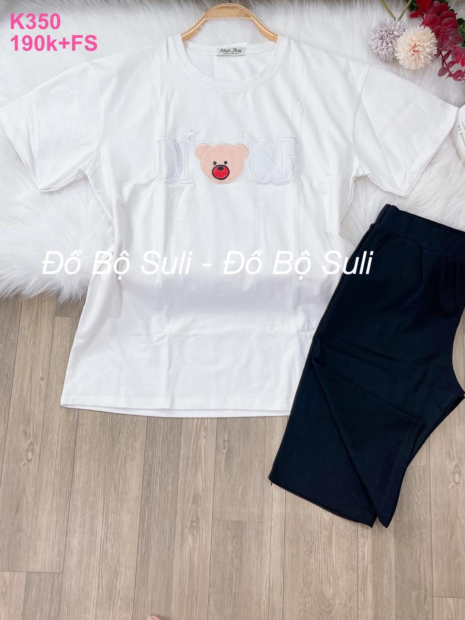 Bộ Cotton Lửng Thêu Hình Gấu Size Lớn - màu 