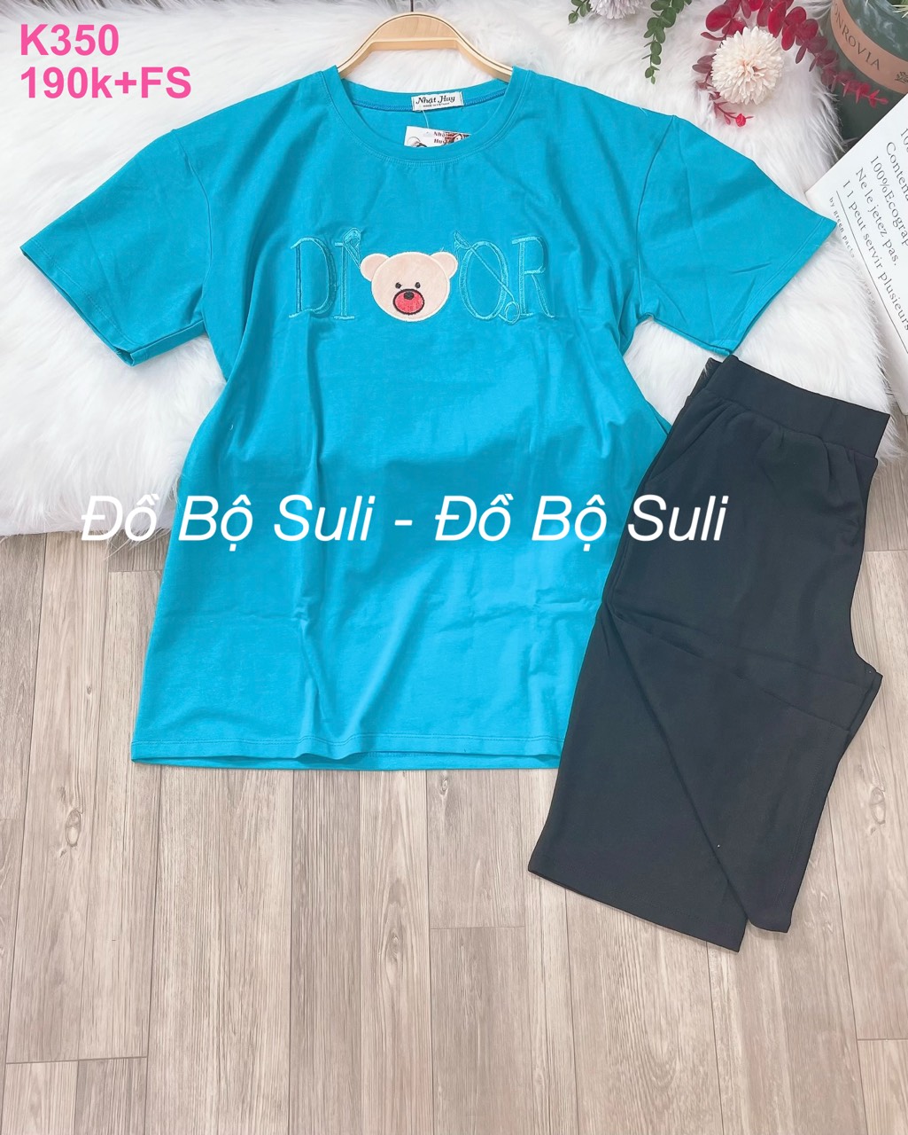 Bộ Cotton Lửng Thêu Hình Gấu Size Lớn - màu 