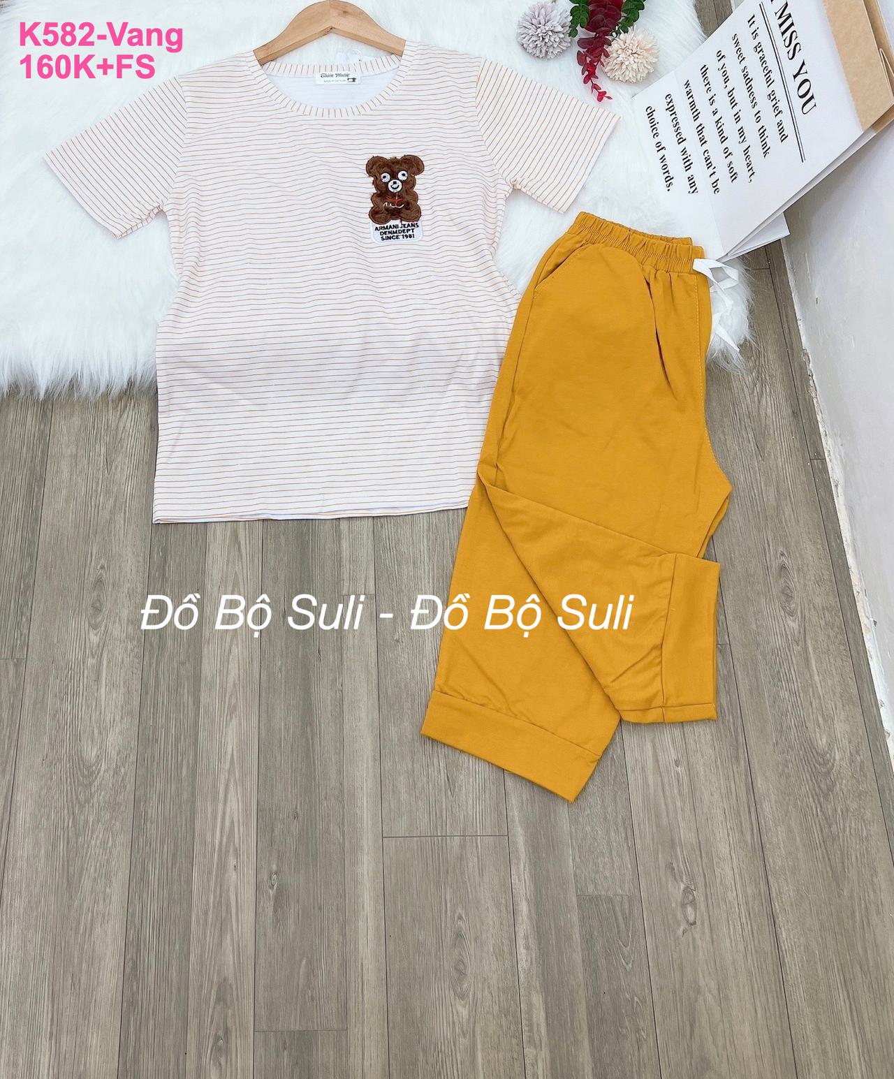 Đồ Bộ Cotton Nữ Lửng Thêu Hình Gấu - màu 