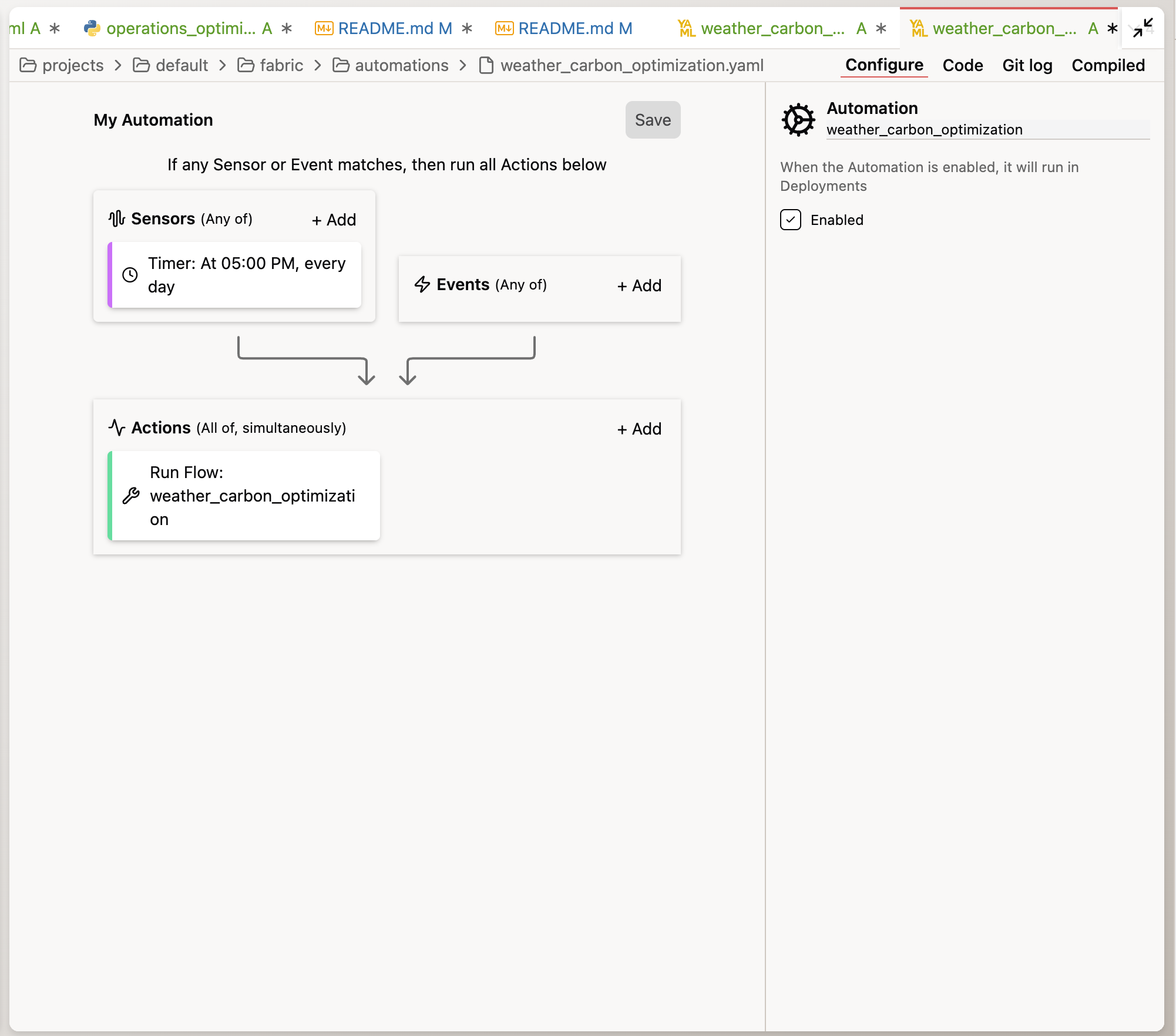 Flow run automation YAML
