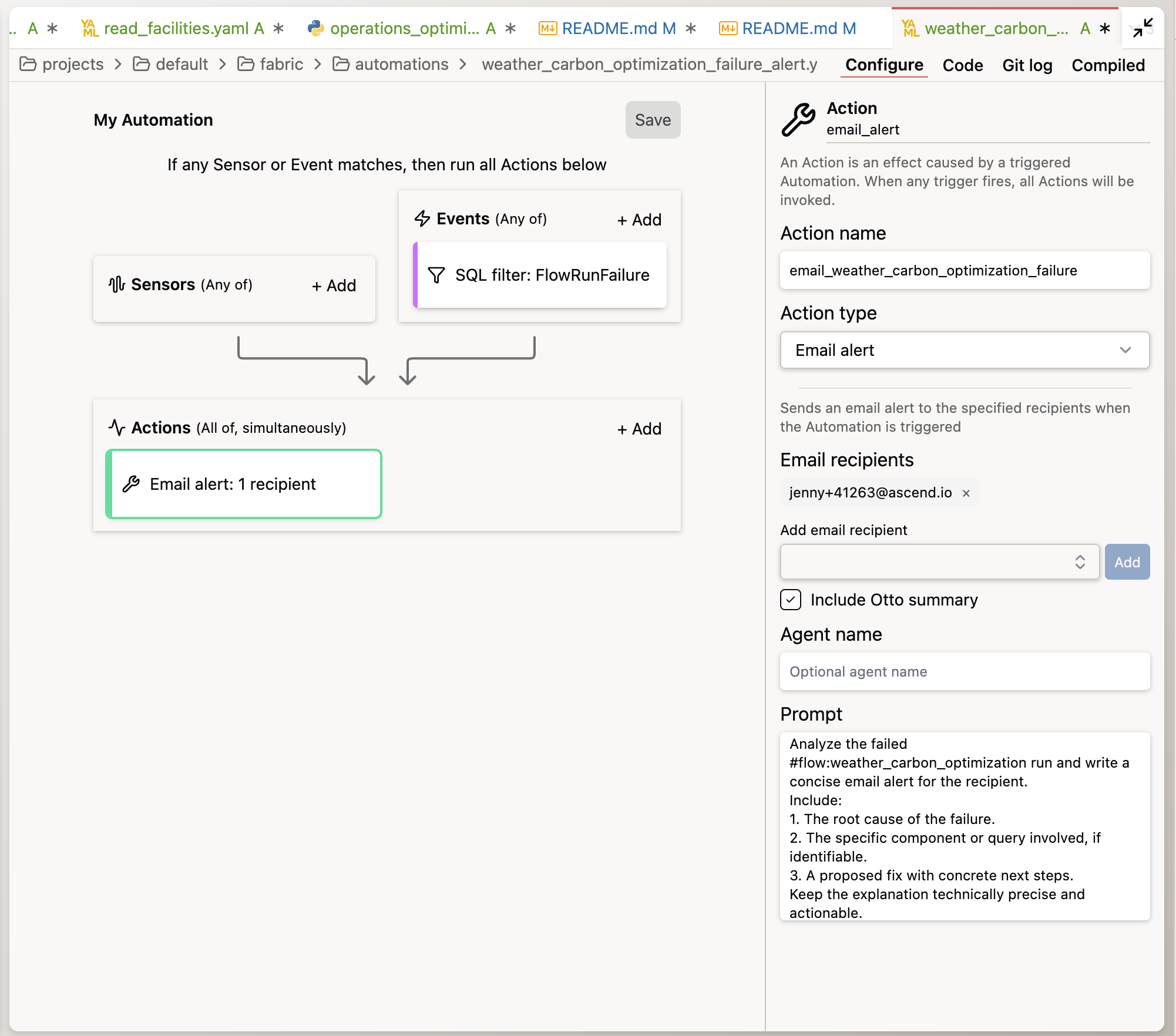 Email failure alerting automation