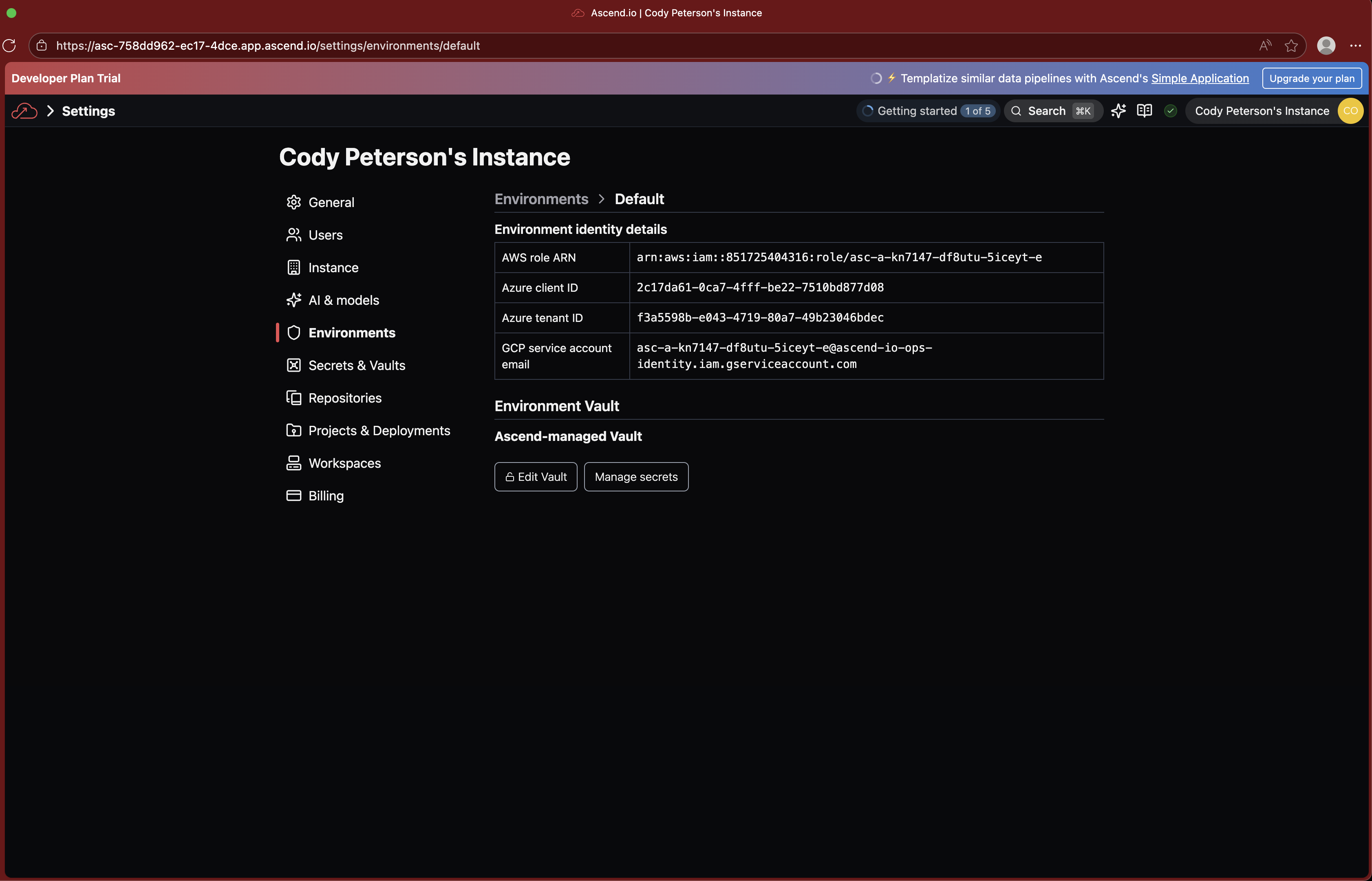 Ascend Environment identities