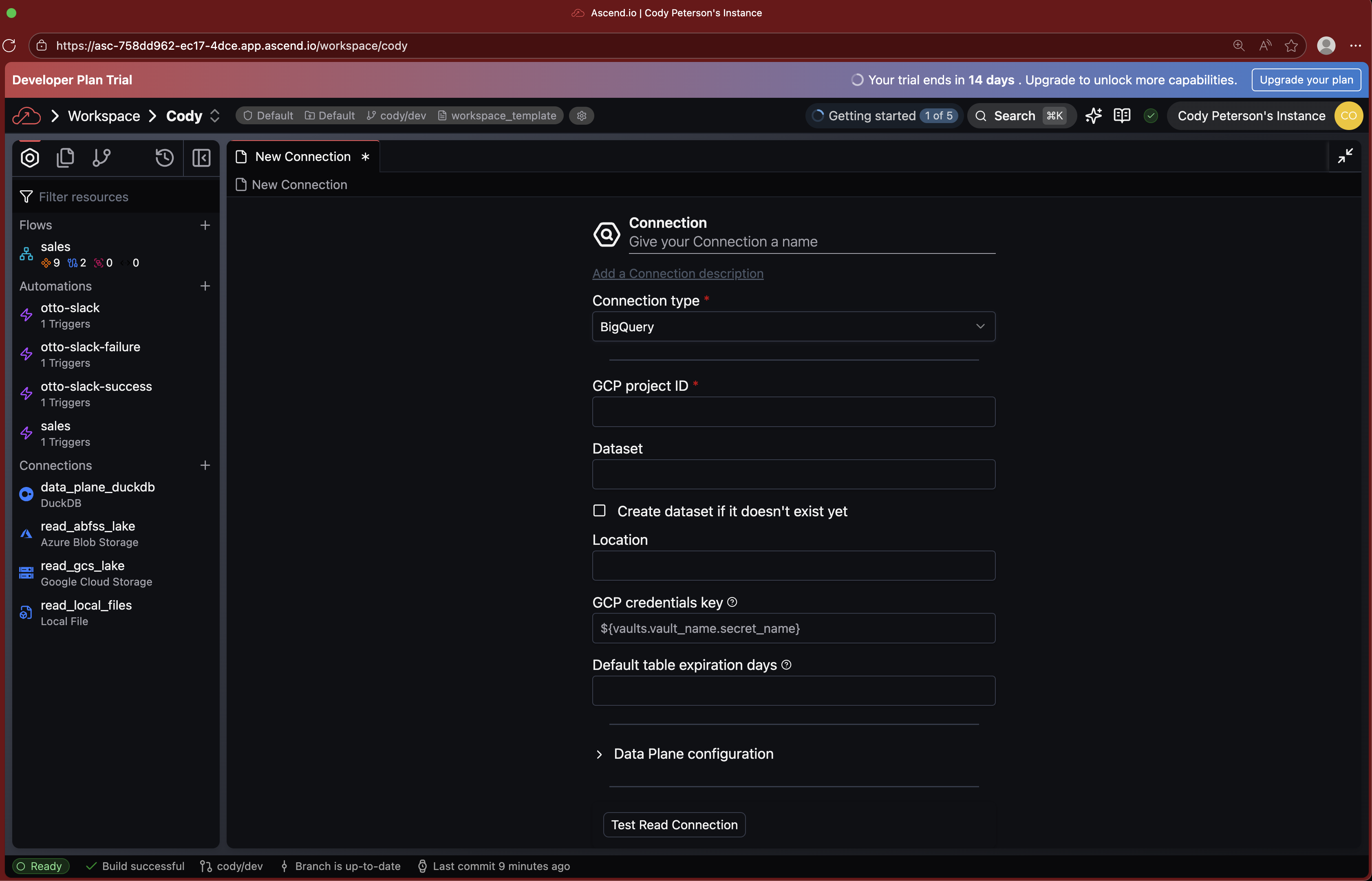 New BigQuery Connection