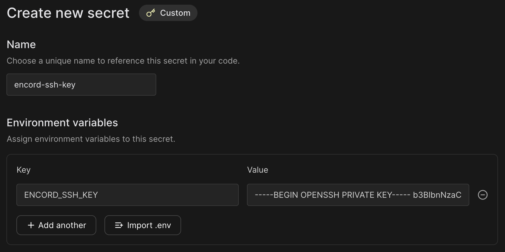 Modal environment variable configuration
