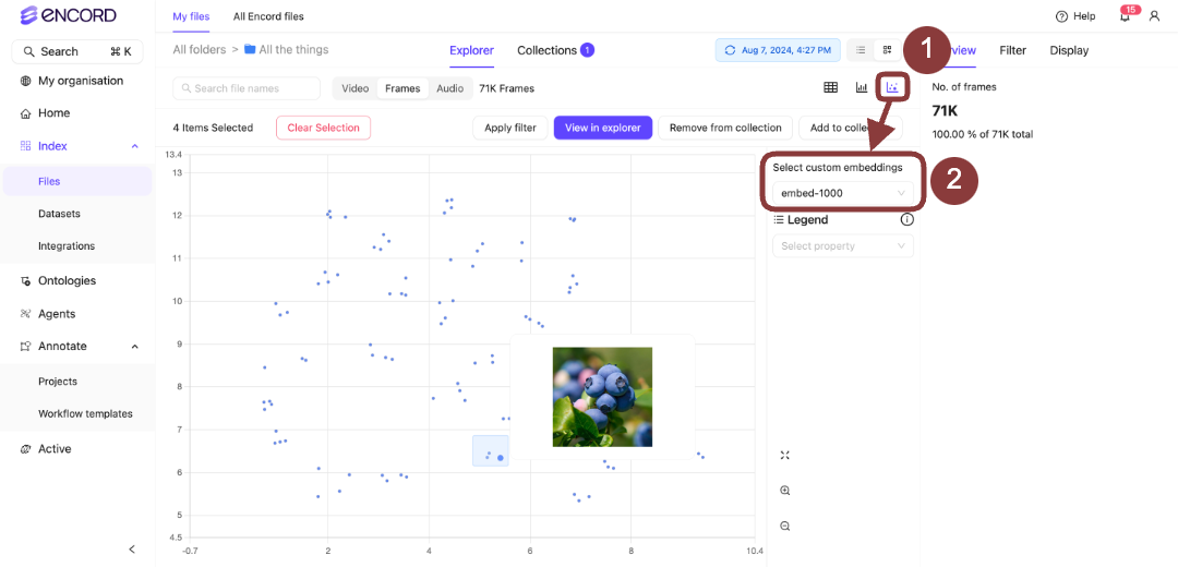 Vibrant 2D data embedding plot highlighting data patterns and clusters