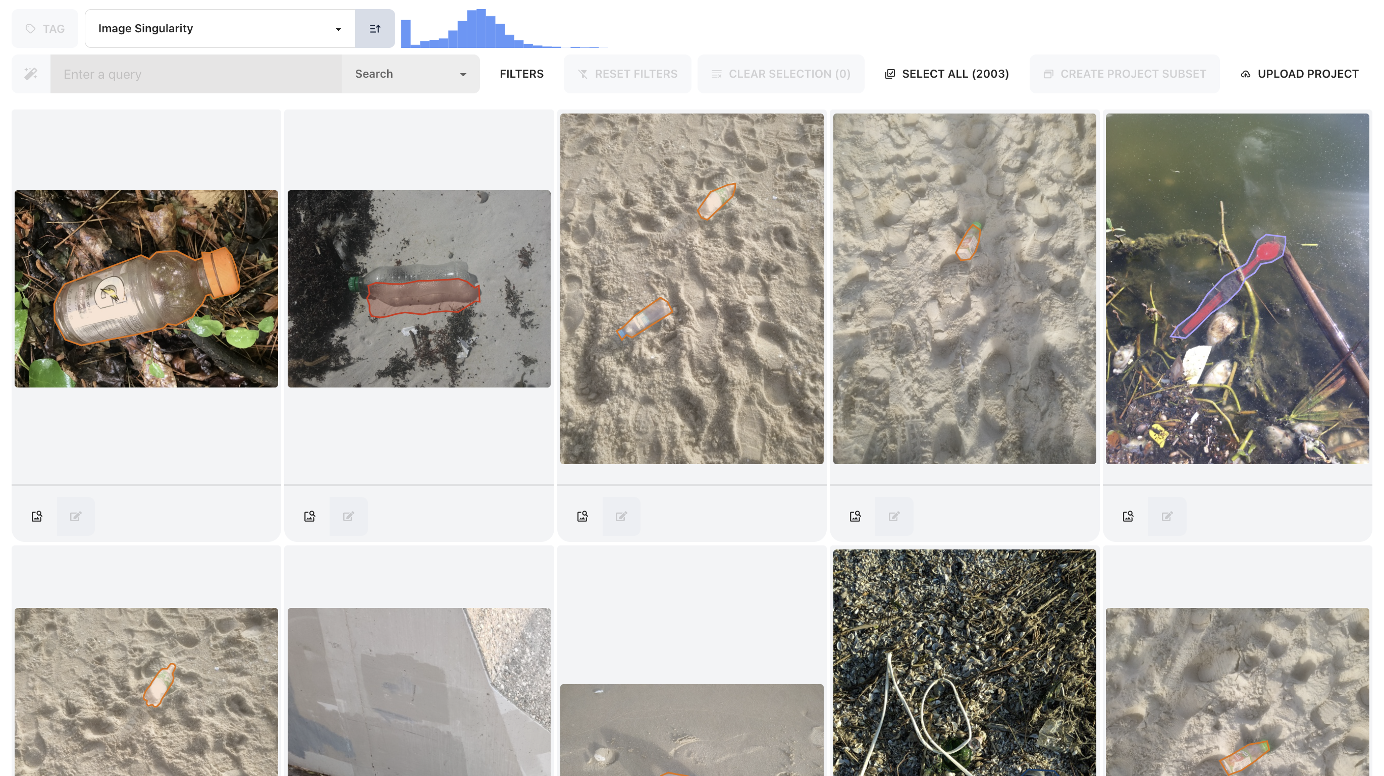 Ordering data by Image Singularity