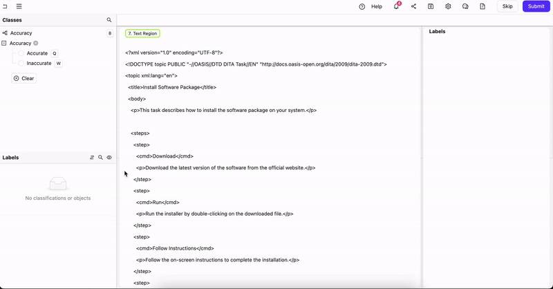Label XML files with Text Region