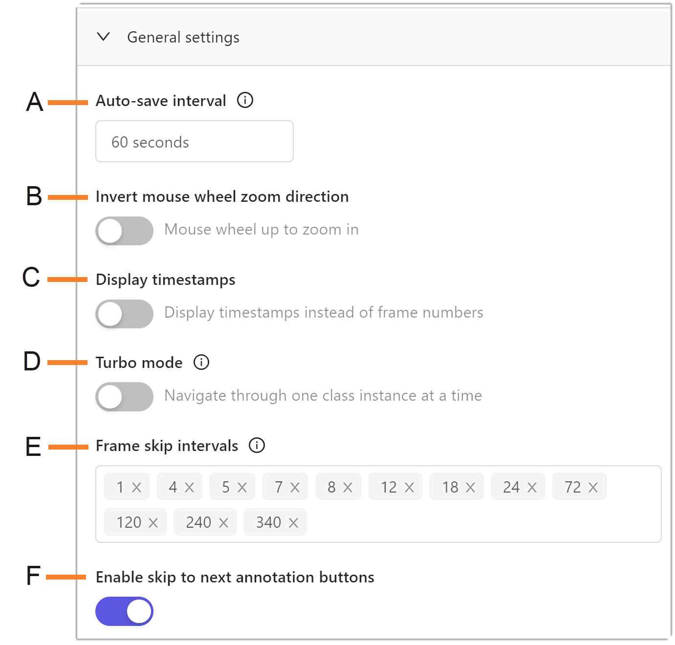 General settings general settings in label editor