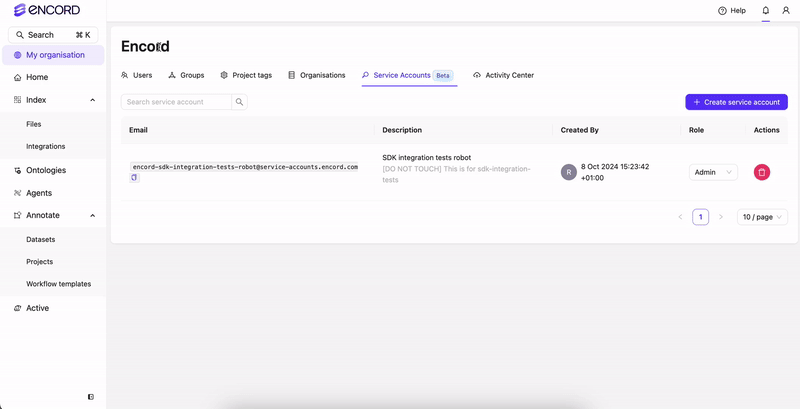 Create Service Account