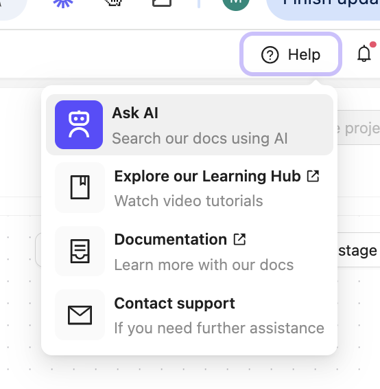 AI Help widget