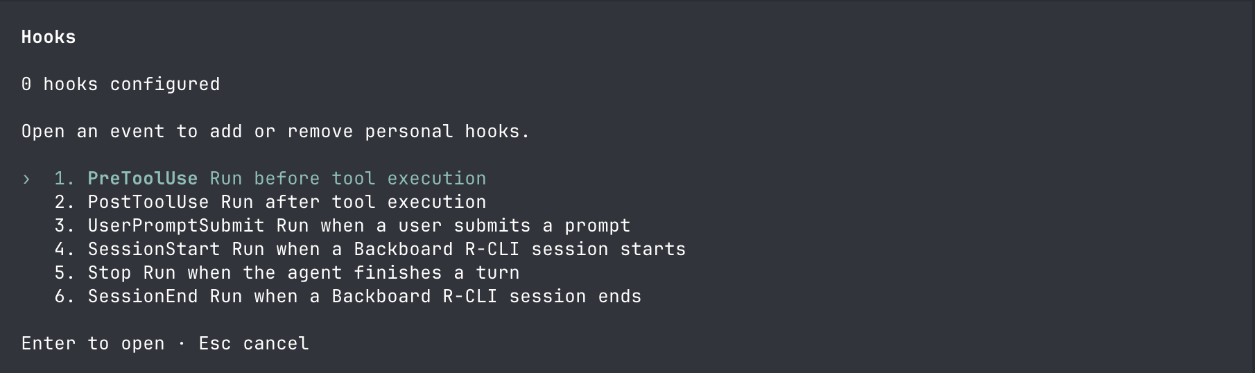 Backboard R-CLI hooks manager