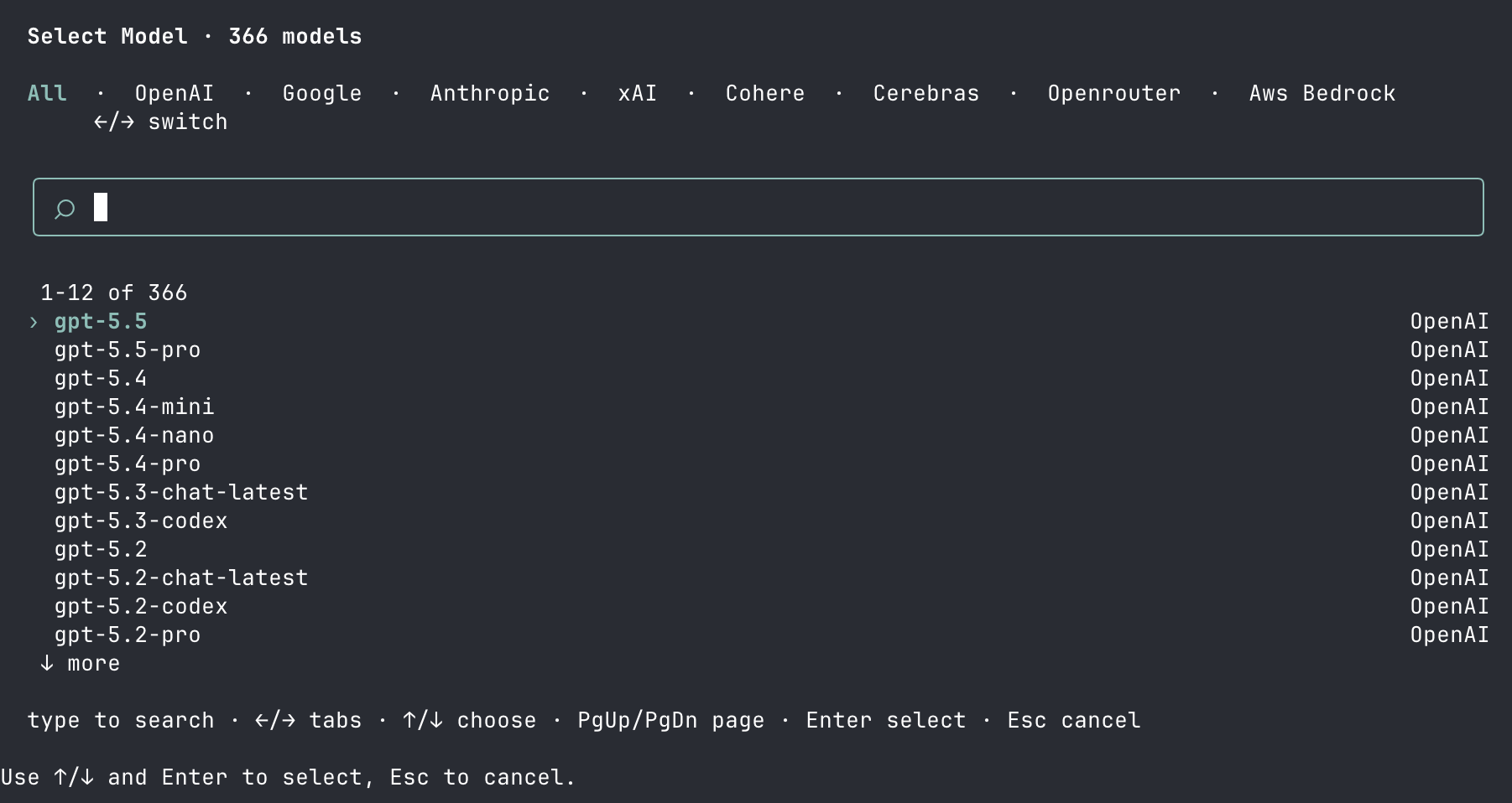Backboard R-CLI model picker