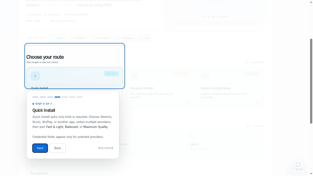 Quick Install explanation showing the streamlined process