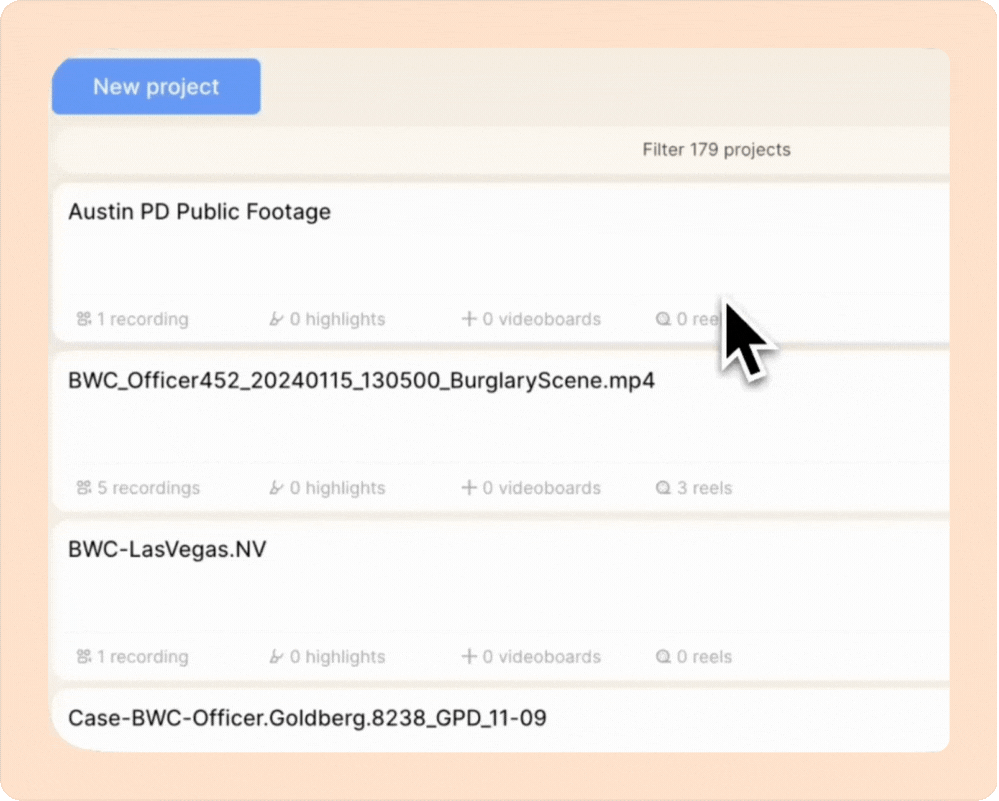 search for the project