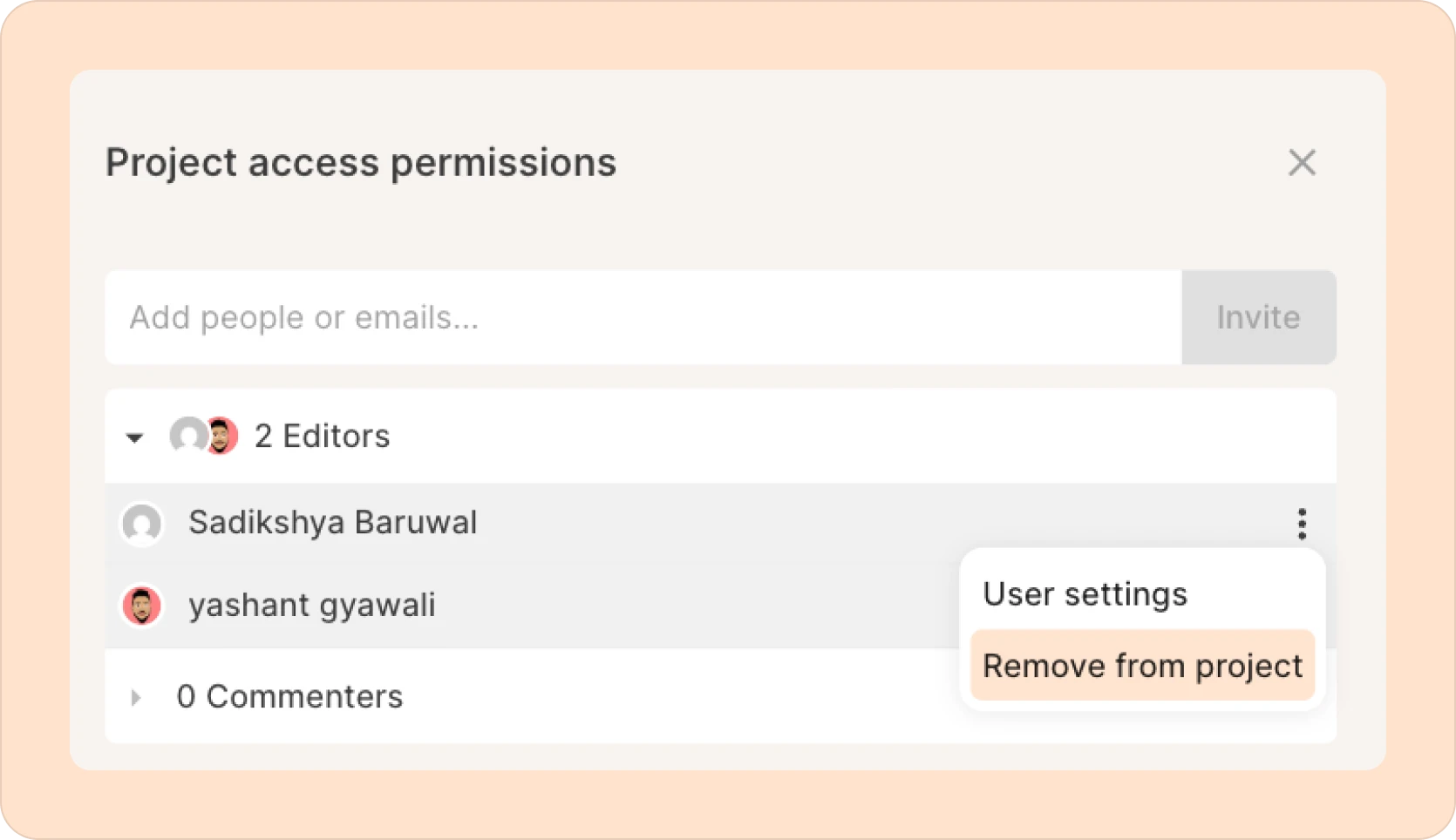 removing a user from a project in Reduct