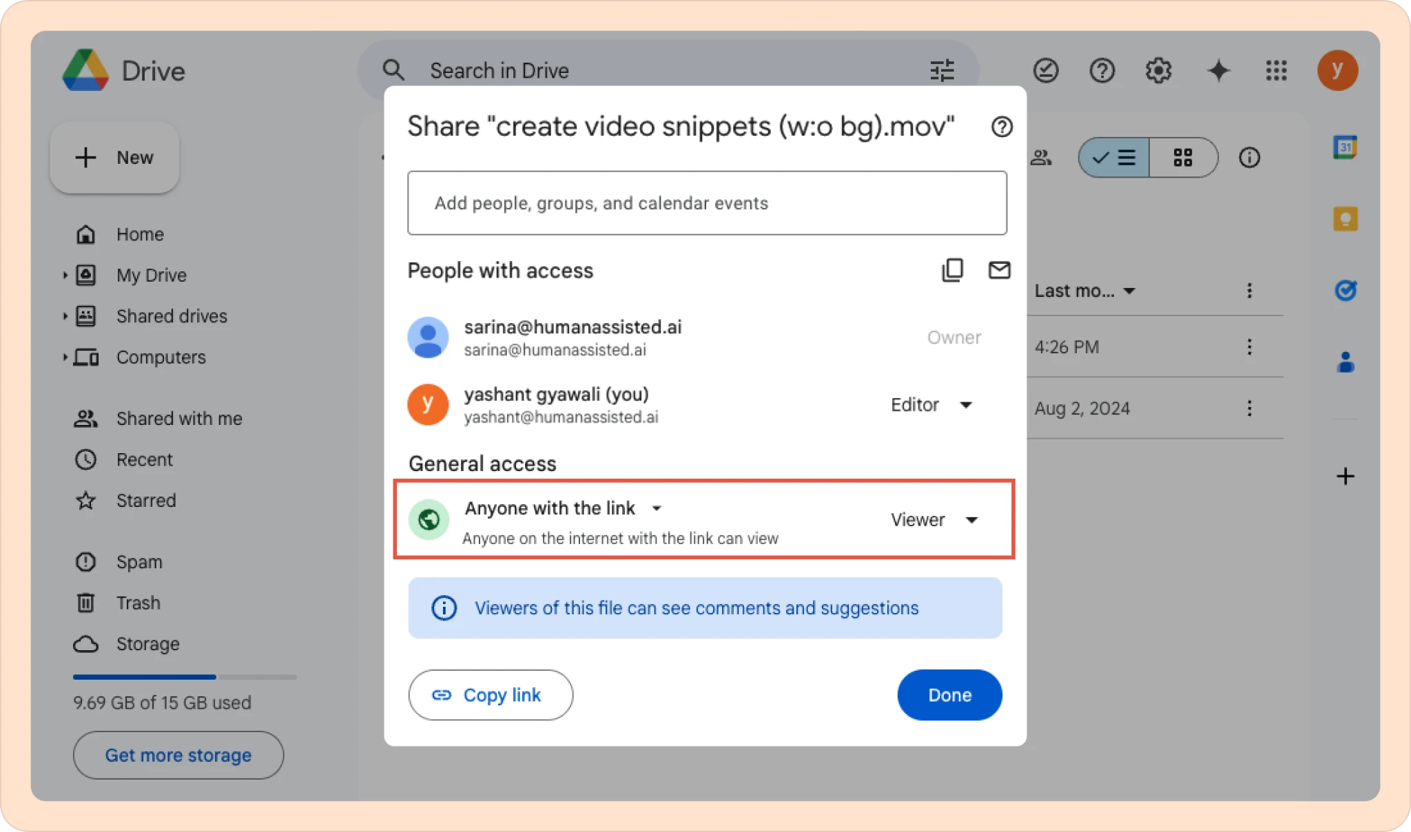 Google Drive access to make it visible to everyone