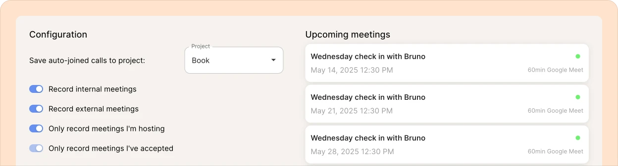 list of upcoming meetings in Reduct