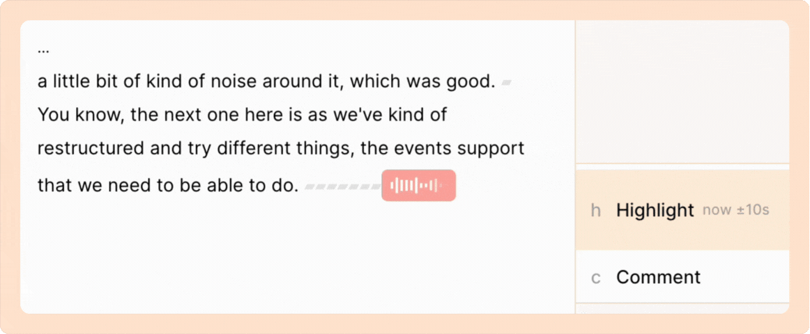 highlighting the live transcription