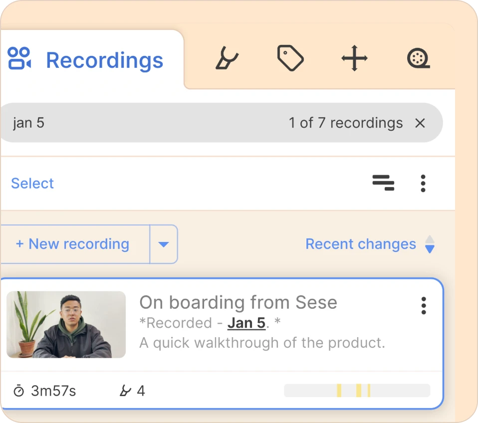 filter the recording using description