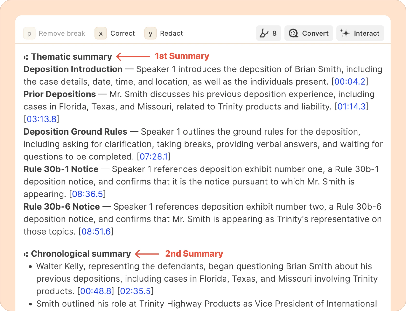 Create multiple themed summaries of a same recording.