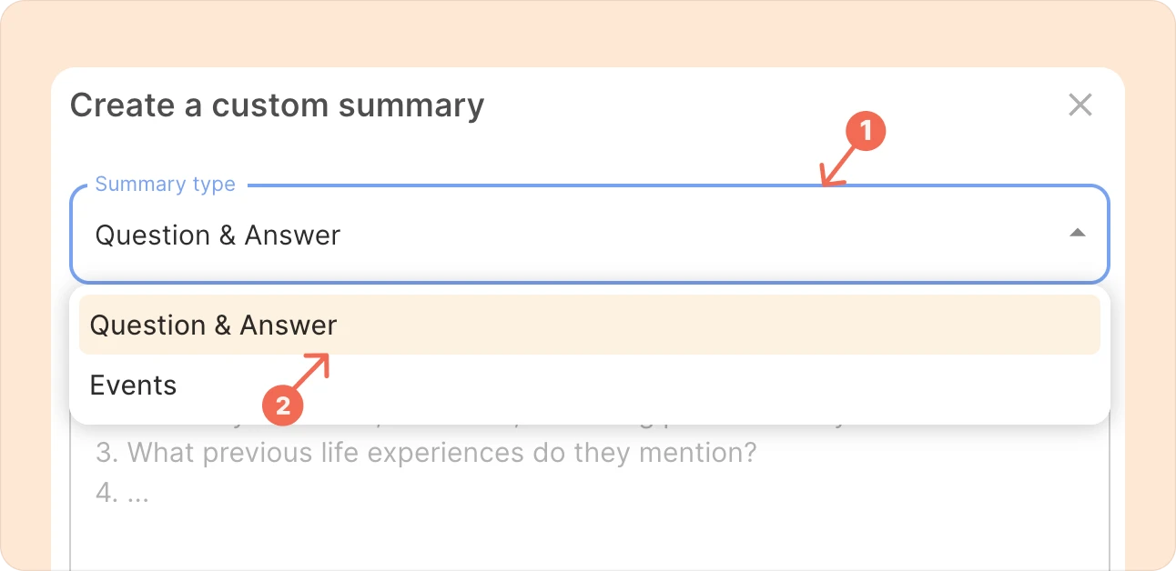 Selecting your summary type.