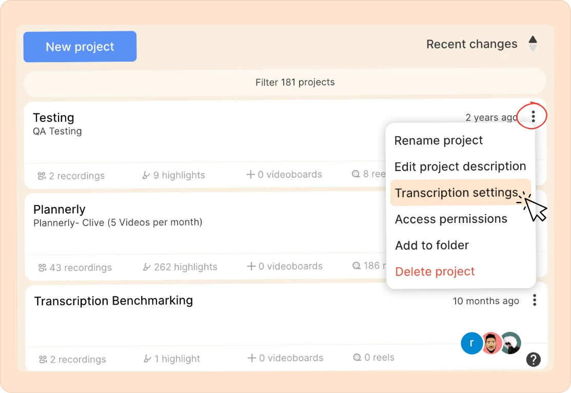 Setting your entire project's default transcription setting to human transcription.
