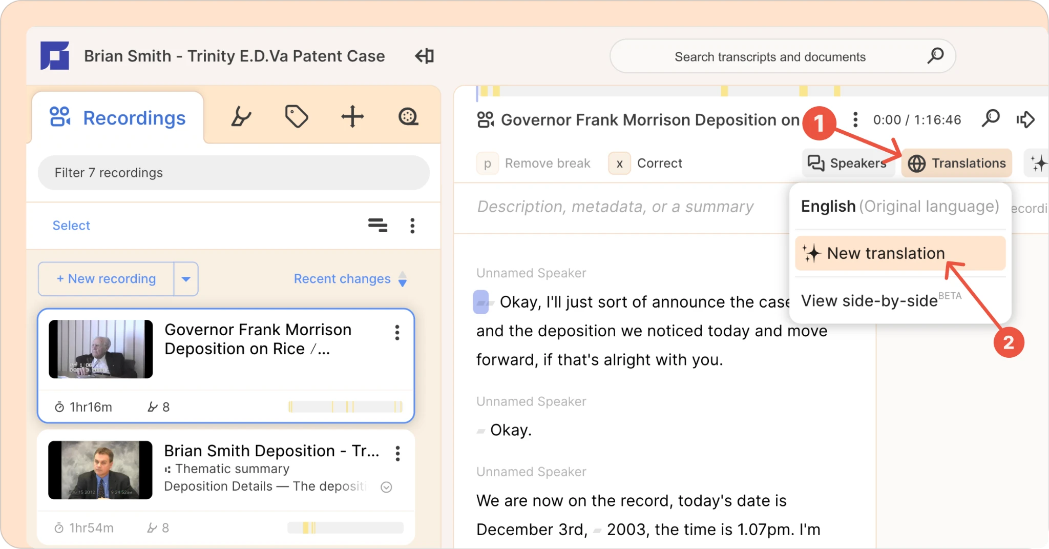 Translate your transcript to a new language.