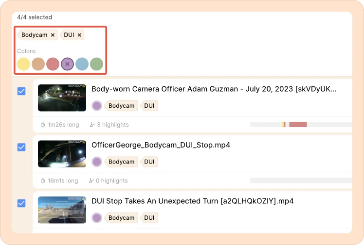 Adding custom labels to multiple recordings in Reduct