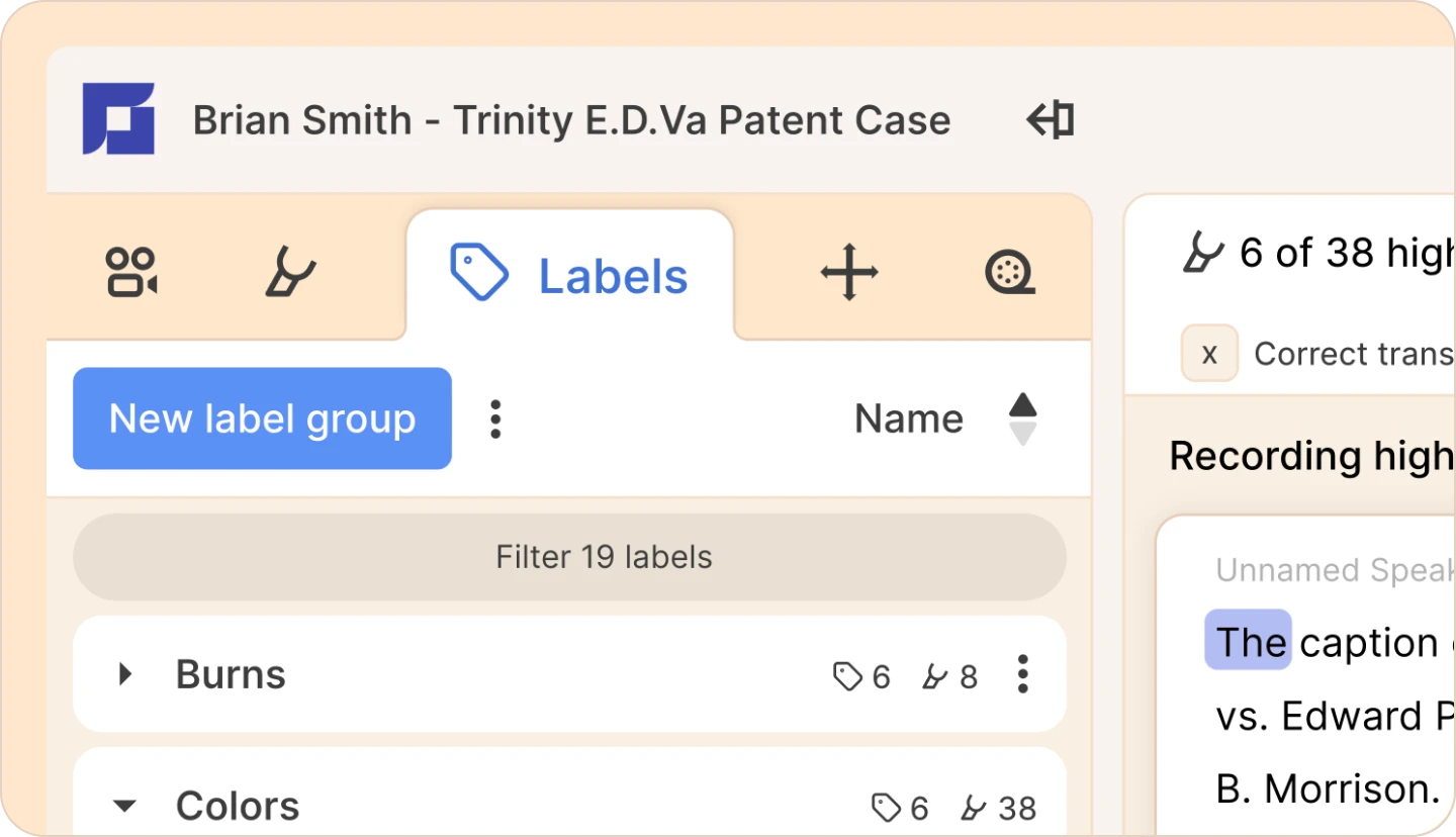 opening the labels options in Reduct