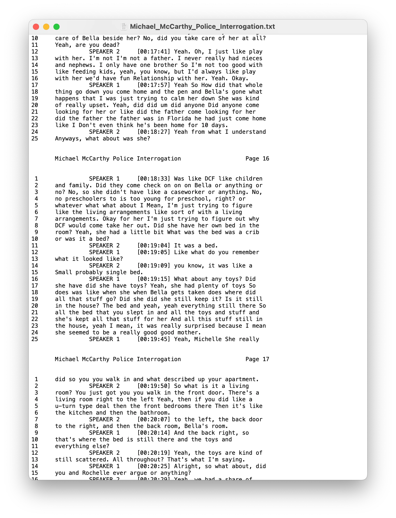 Downloaded transcript in ASCII text file format.